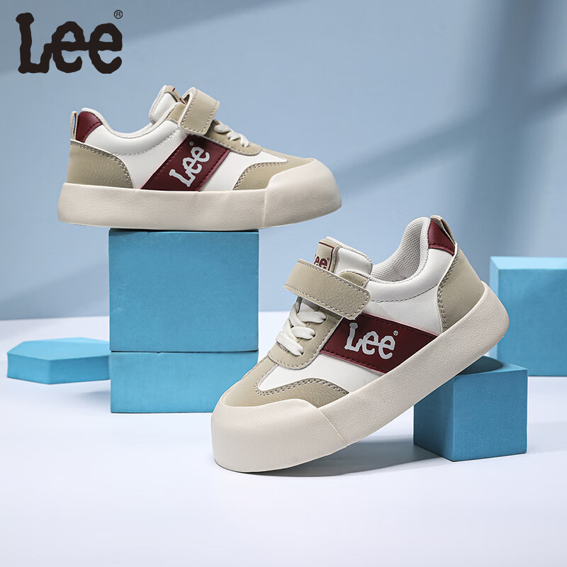 Lee儿童运动鞋百搭舒适休闲鞋新款男女童软底运动休闲鞋儿童板鞋 米酒红   36 【建议脚长215mm】