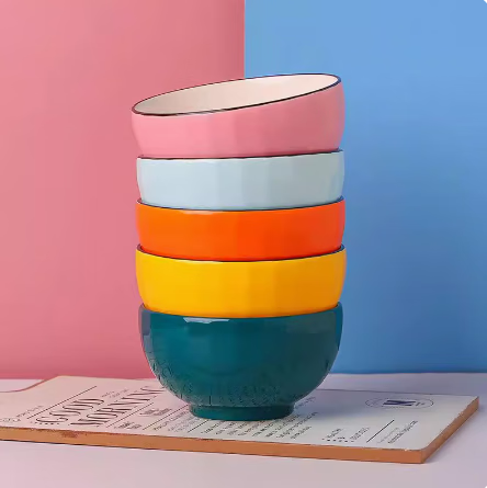 瞬子(shunzi)家庭分餐碗一人一色加厚防烫彩色陶瓷餐具米饭泡面汤碗可