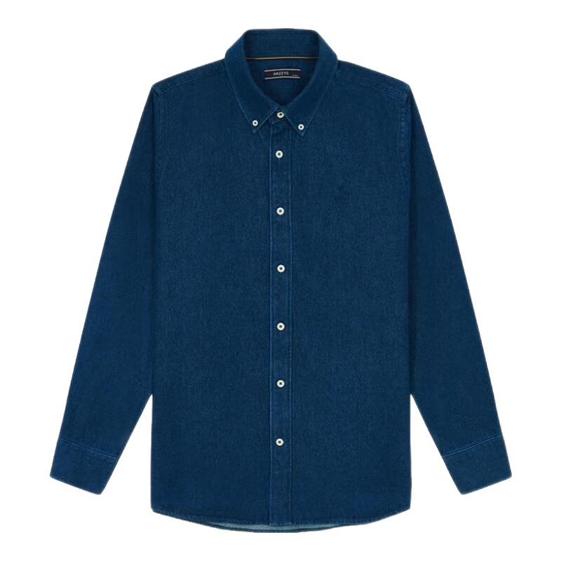 哈吉斯（HAZZYS）男裝 春秋款丹寧風(fēng)休閑襯衣簡(jiǎn)約百搭牛仔襯衫男ASCZK1BDF38 深藍(lán)色DL XL (180/100A 50)