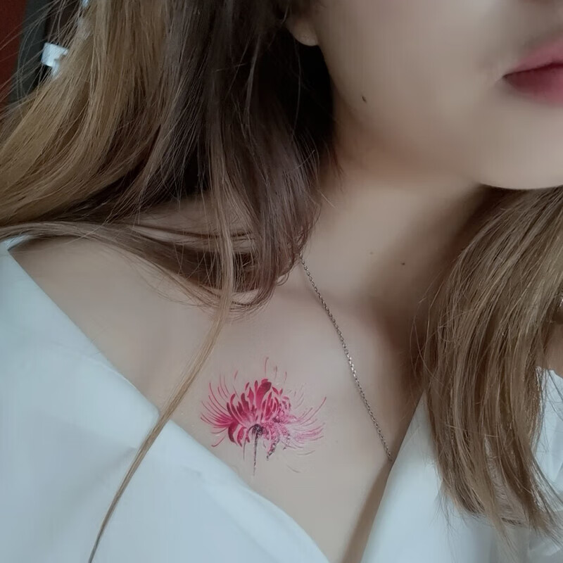 3d彼岸花纹身贴防水女半性感脚踝文身贴纸男ins