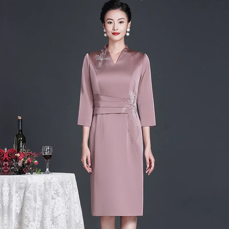 予瑾婆婆装婚礼服平时能穿大码喜婚宴装春夏妈妈年轻洋气胖妈妈连衣裙