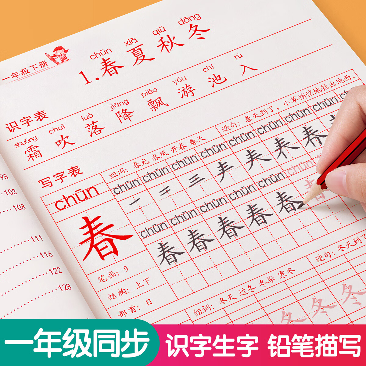 金枝叶一年级练字字帖小学生专用练字帖上册下册语文同步描红本人教版每日一练儿童楷书笔画笔顺练习册 【一年级上册】语文同步字帖