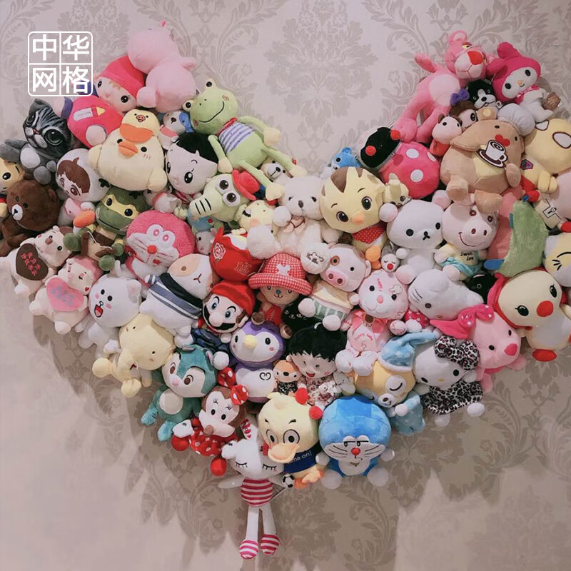 娃娃照片墙ins房间装饰铁艺网格背景墙毛绒玩具公仔布偶收纳架子 白色