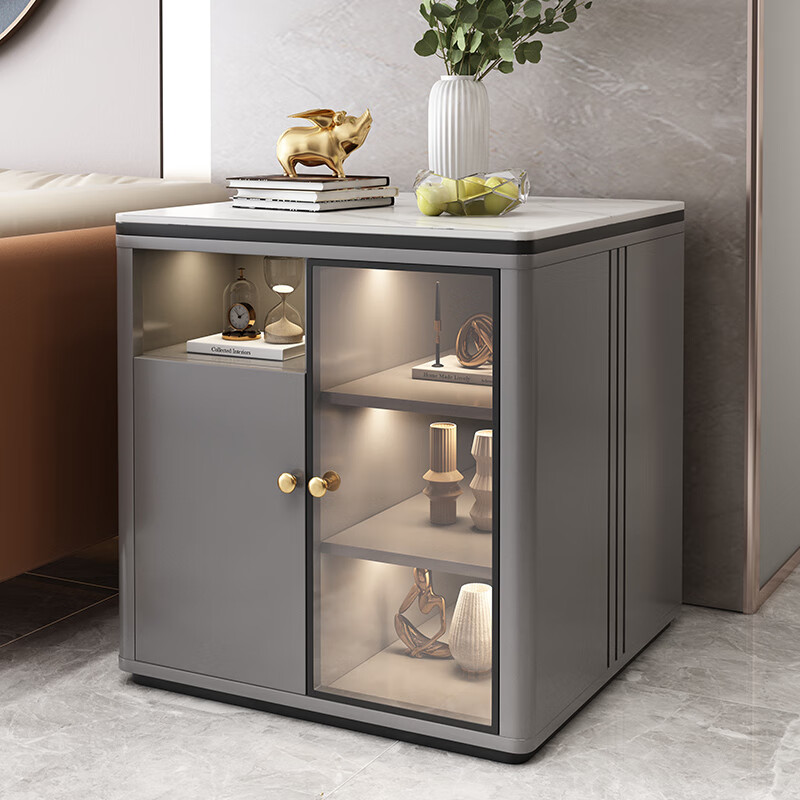 优依福沙发旁边的装饰柜沙发边柜茶几方形轻奢侧边柜置物桌客厅角几柜