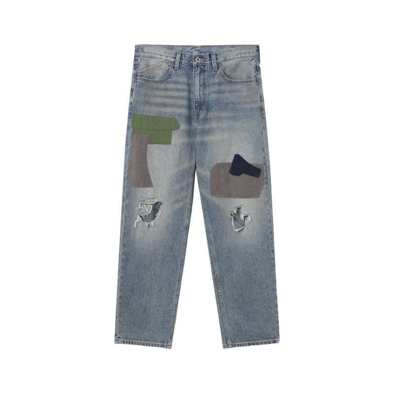 Levi’s?SilverTab?25春夏新款男士美式高街破洞寬松直筒牛仔褲 淺藍色 30 (32)
