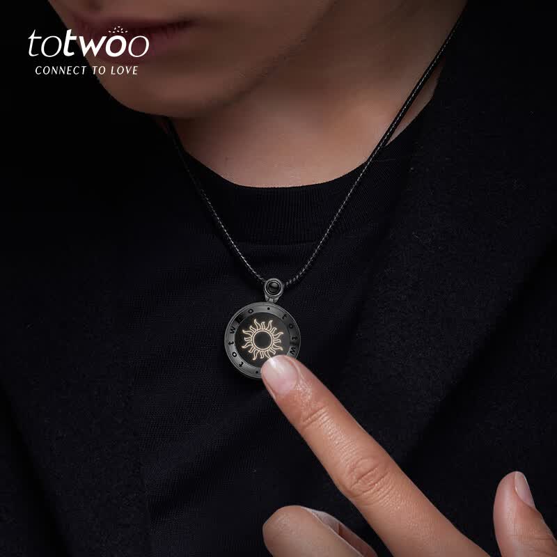 totwoo情侣手链/项链一对互动异地恋震动感应送女友生日礼物 情人节礼物 【情侣一对】日月吊坠黑银组合