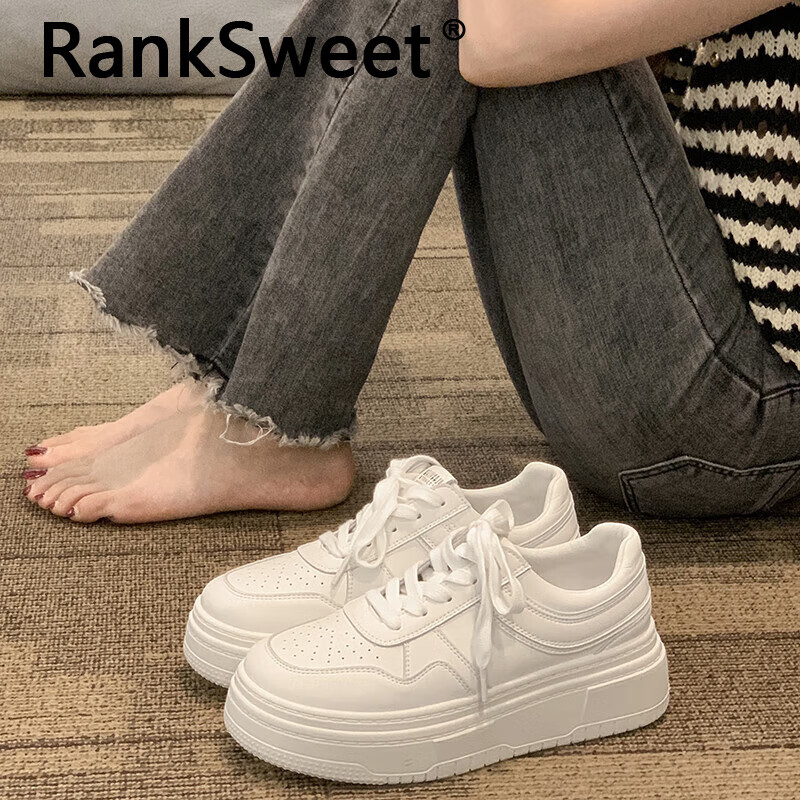 ranksweet轻奢品牌厚底小白鞋女生2024春季新款时尚百搭高级感板鞋