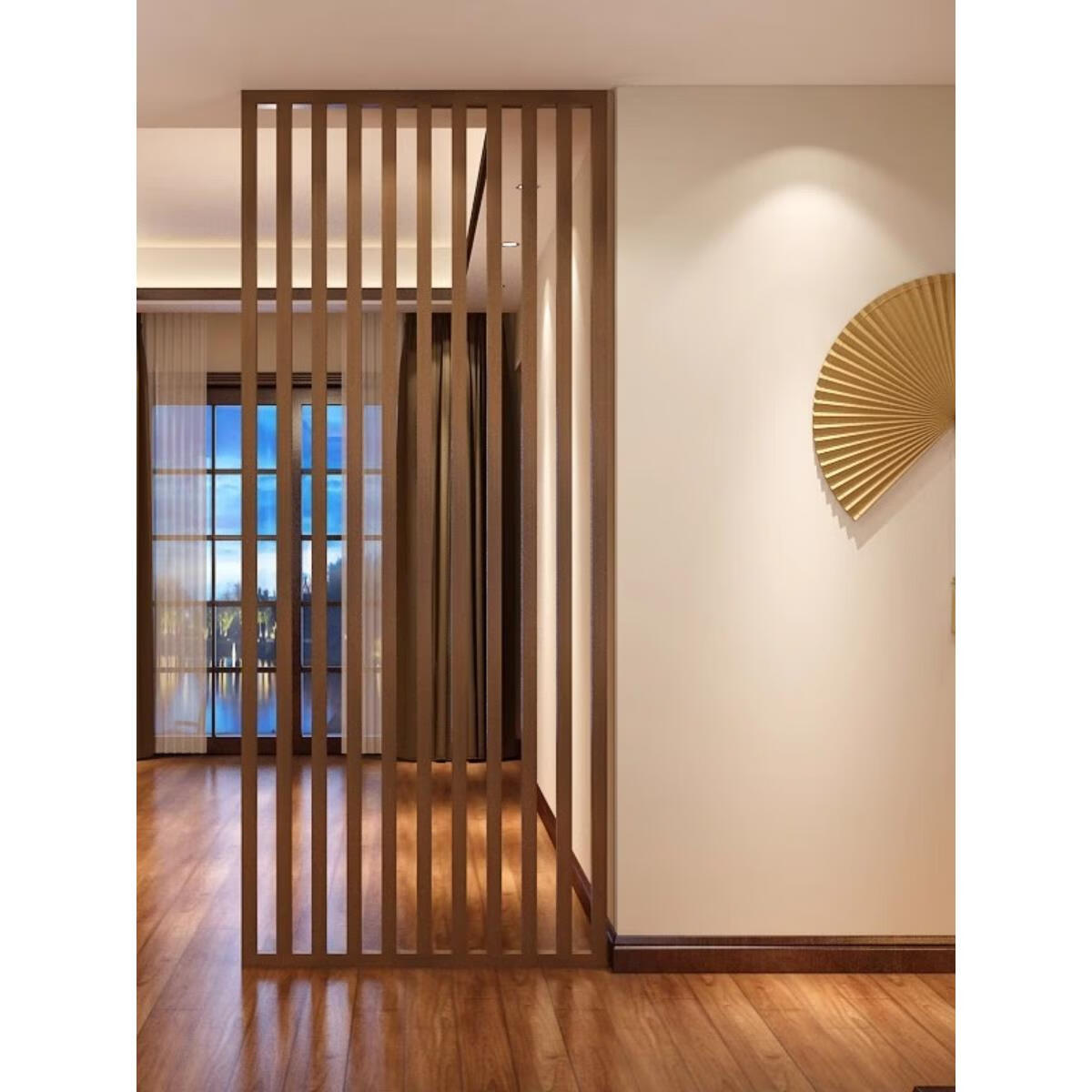 liu)实木隔断屏风北欧木条客厅入户玄关原木简约立柱竖条格栅轻奢装饰