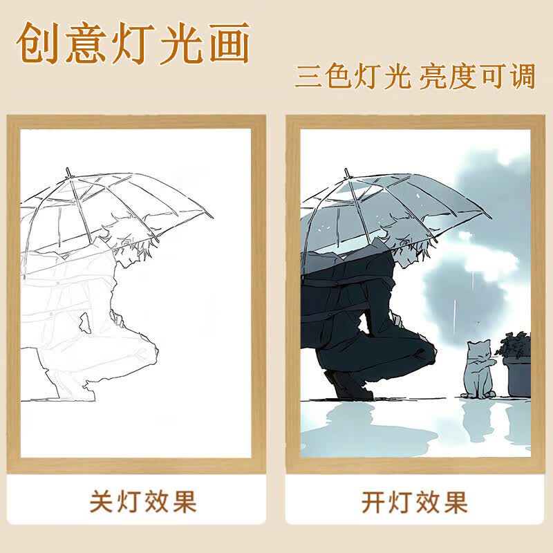 沐瑾咒术回战灯光画五条悟夏油杰动漫周边卧室小夜灯生日礼物手办摆件 五条悟8 小号插电款A5【17*23】