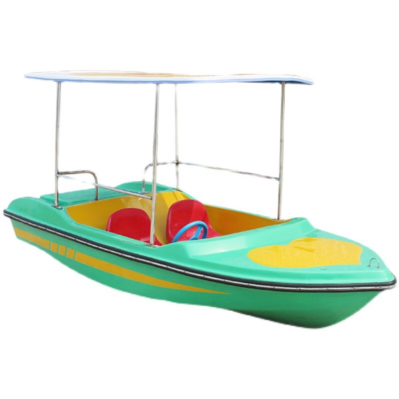 玖纹豹观光船水上电动船自排水公园游船四人脚踏船水上游乐船玻璃钢船