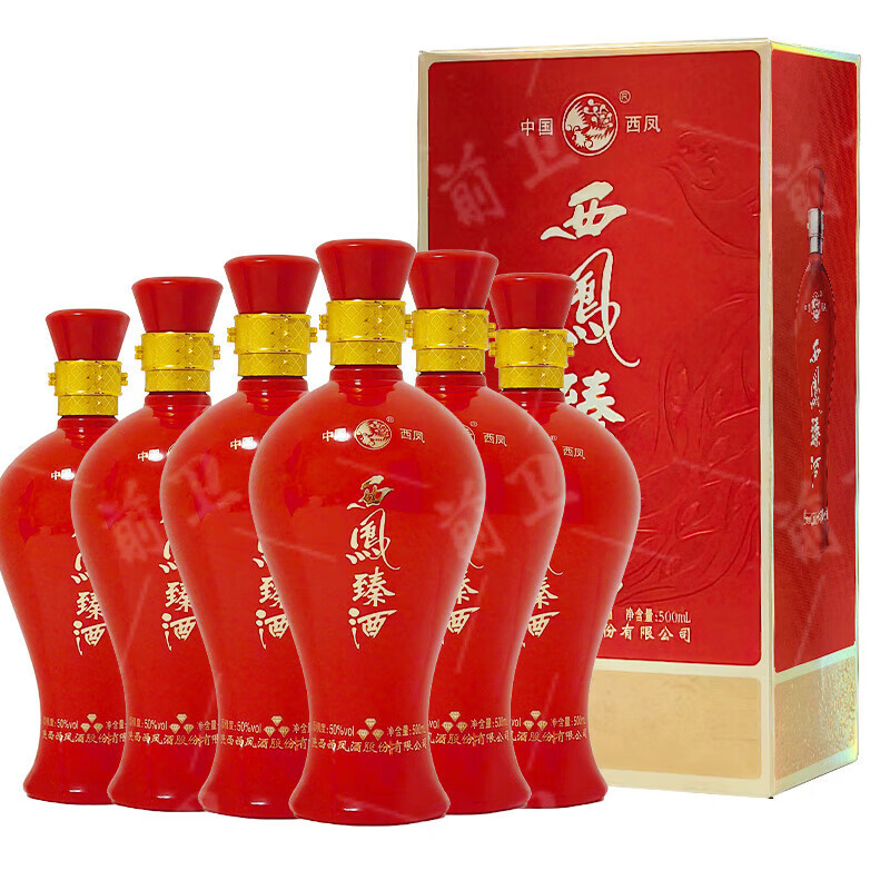 西凤酒 凤臻三钻 柳林产浓香型白酒 50度 500ml 6瓶 凤臻三钻