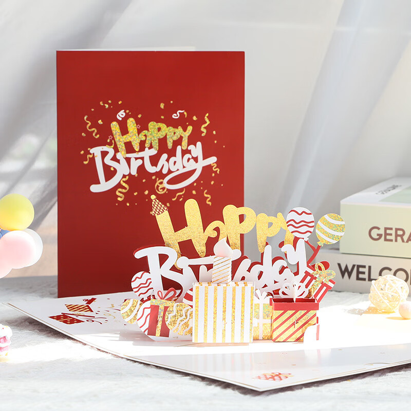 七彩吹蜡烛立体贺卡创意3d生日蛋糕礼物音乐留言祝福卡片 吹蜡烛蛋糕