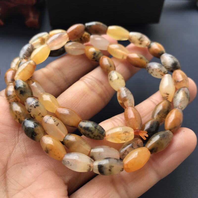 樱优保价云南龙陵黄龙玉a货团坡料水草花男女手串手链毛衣链多用款