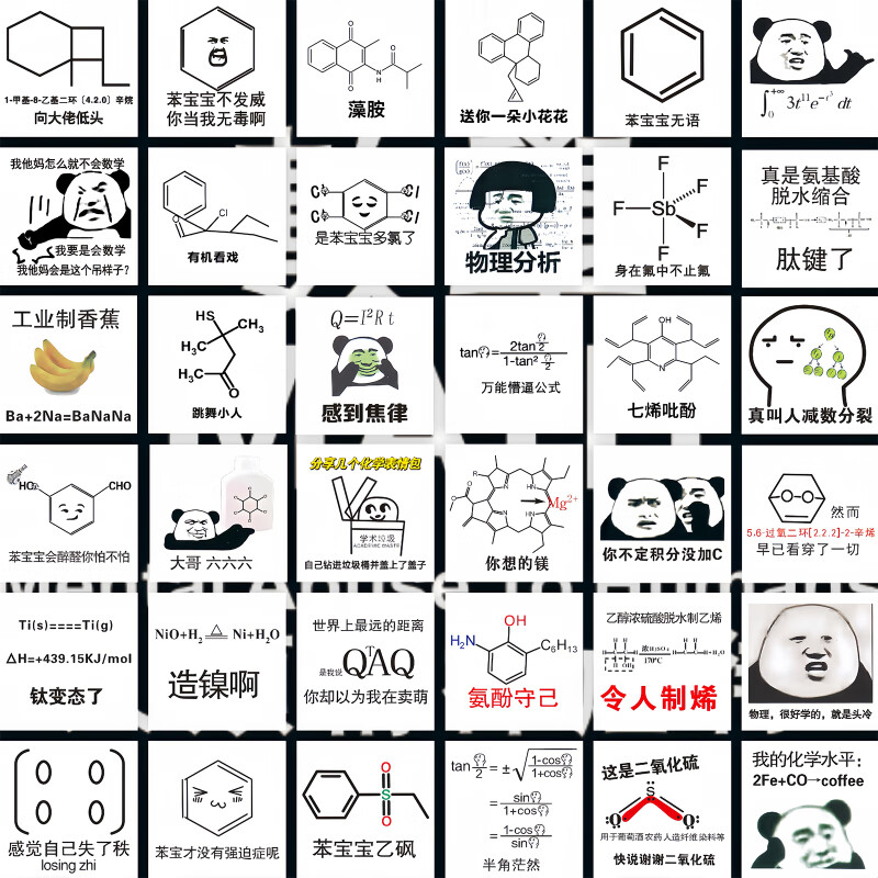 搞笑个性创意装饰手账素材涂鸦diy手机壳电脑贴画 数理化表情包86枚