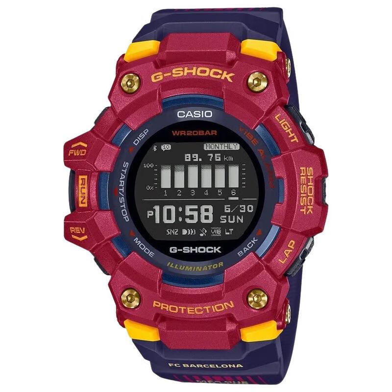 卡西欧(casio)巴塞罗那足球俱乐部gbd100bar手表时尚经典复古数字表盘
