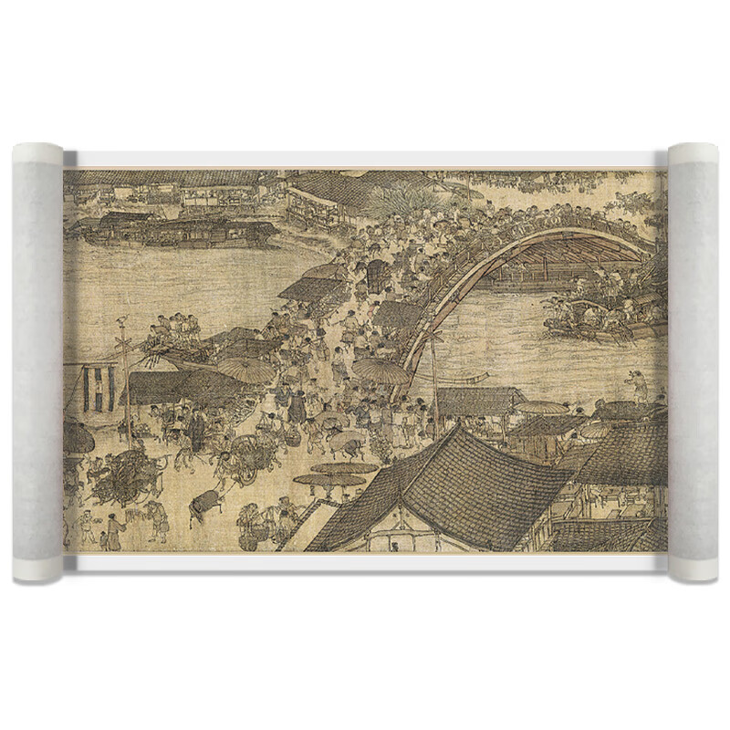张择端清明上河图仇英清院本长卷高清国画卷轴十大名画全卷绢布 画心