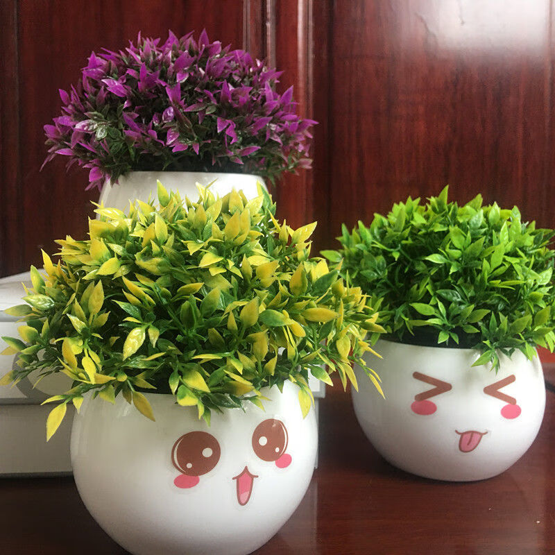 花假草绿植室内摆件迷你装饰品盆景 发财草-三色套装【可换-超值】