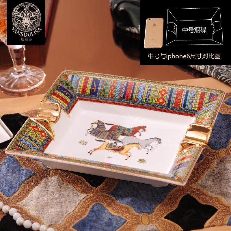 陶瓷烟灰缸欧式家用客厅雪茄h家办公室ktv轻奢专用盘子烟缸高级感 爱