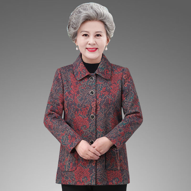 网禾(wanghe)8090岁老人寿宴服装女老太太老年人春装奶奶装外套70岁