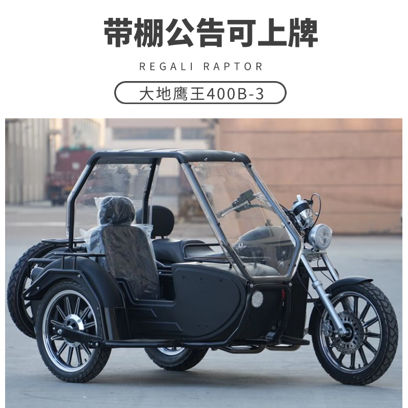 大地鹰王大地鹰王400b-3带棚边三轮摩托车可上牌挎子偏斗侧三轮旅行