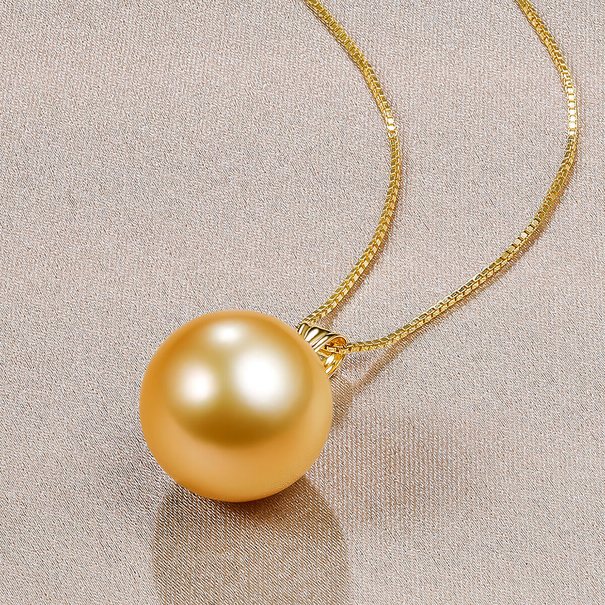 珍珠皇后优雅18K金南洋金珠吊坠 正圆强光海水珍珠项链女生日礼物送女朋友 【11-12mm】+s925银链