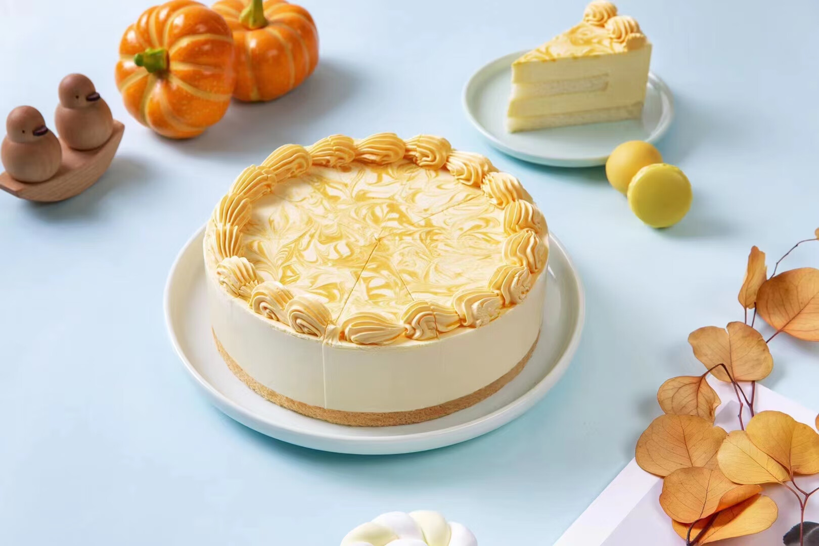 隽颜堂田园芒果慕斯蛋糕8寸10切块自助餐茶歇婚宴甜品台 960g