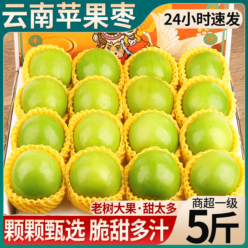 順豐禮盒福建牛奶大青棗10斤新鮮水果貴妃蜜棗脆冬應(yīng)季整箱 5斤【單果70-75g】精品果王