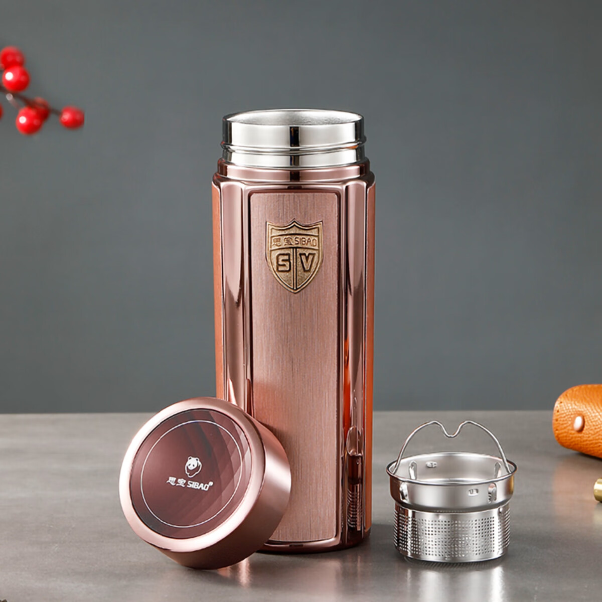 思宝方舟t8/t9保温杯高档商务泡茶礼品杯子男女纯钢水杯免费刻字 方舟