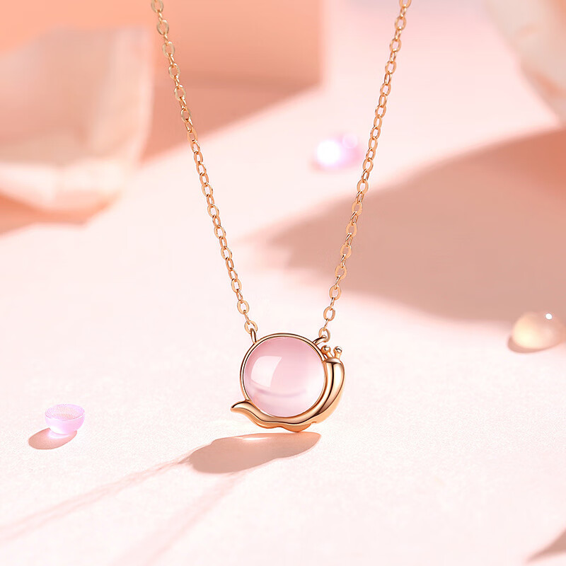 玫瑰金色小蜗牛项链 925银