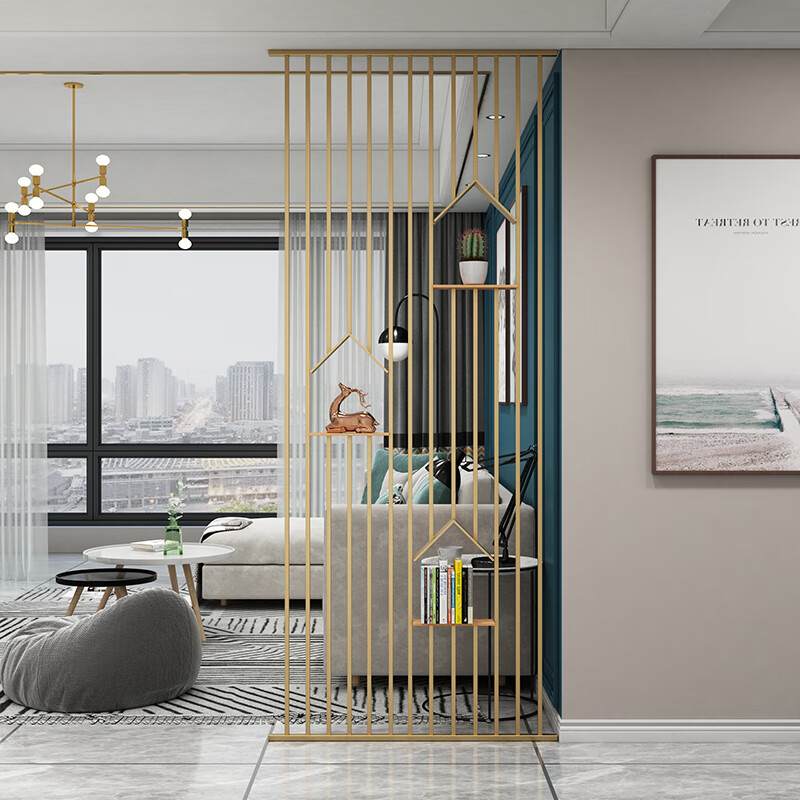 smvp不锈钢屏风隔断轻奢现代镂空花格新中式假山金属格栅隔断工程定制