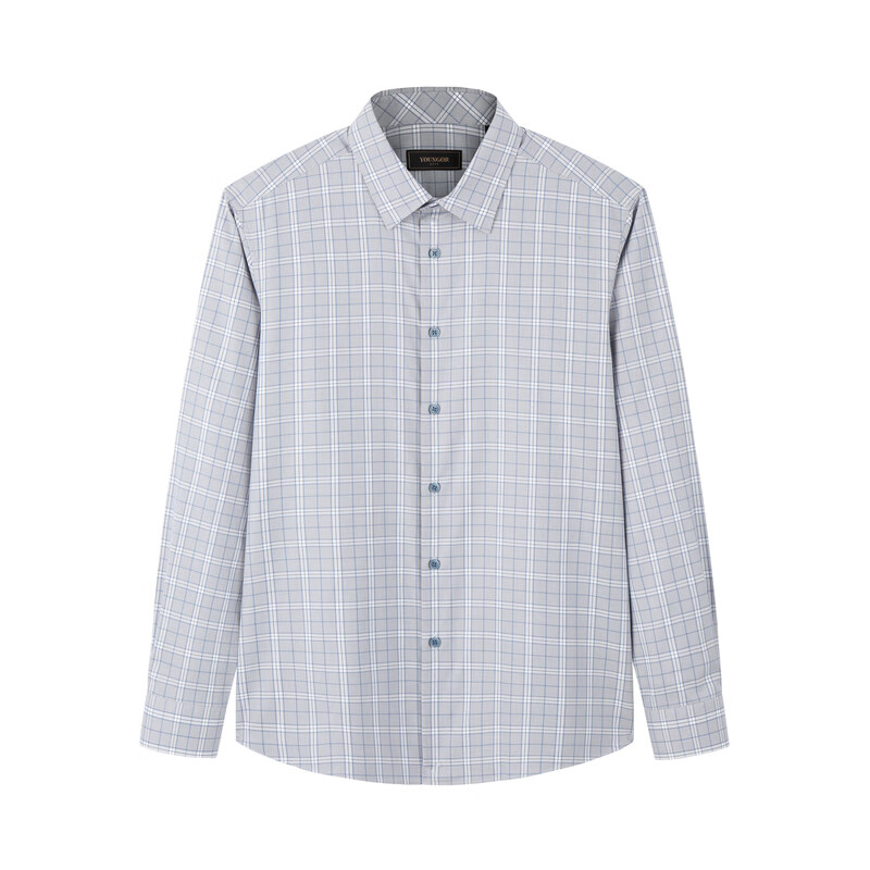 雅戈尔衬衫男士春夏青男长袖衬衫VLXD134839QJY 蓝色格纹VLXD134839HJY 38