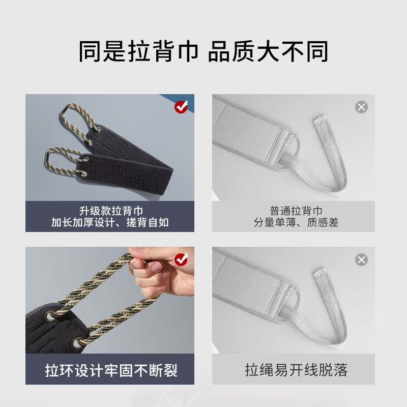 Creative art洗澡搓澡巾搓背神器男士专用强力搓泥后背不求人女士儿童搓澡手套 【加宽加长】快速搓泥-搓背不求人