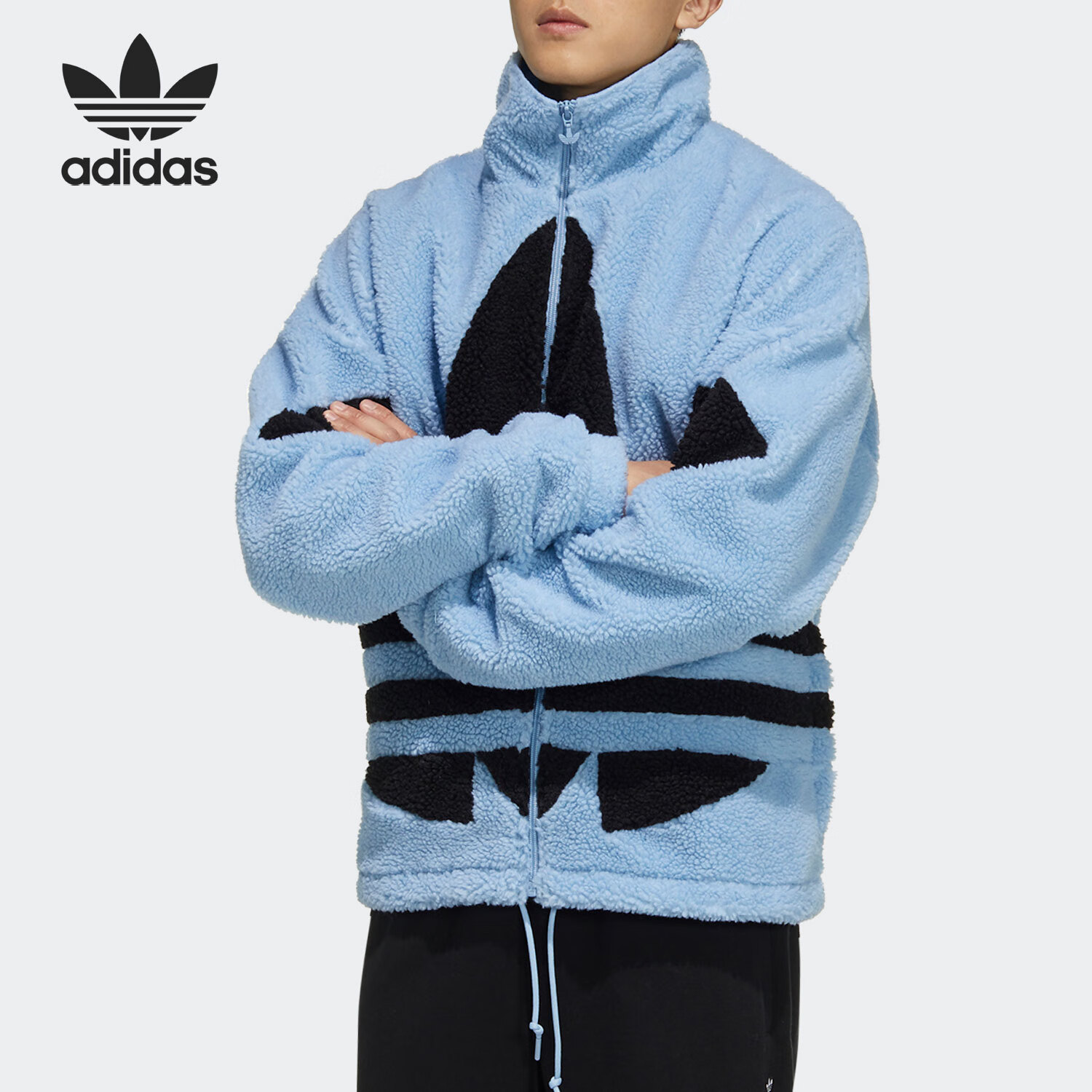 adidas/阿迪达斯三叶草男女仿羊羔绒运动夹克外套 hc0327【国际码】