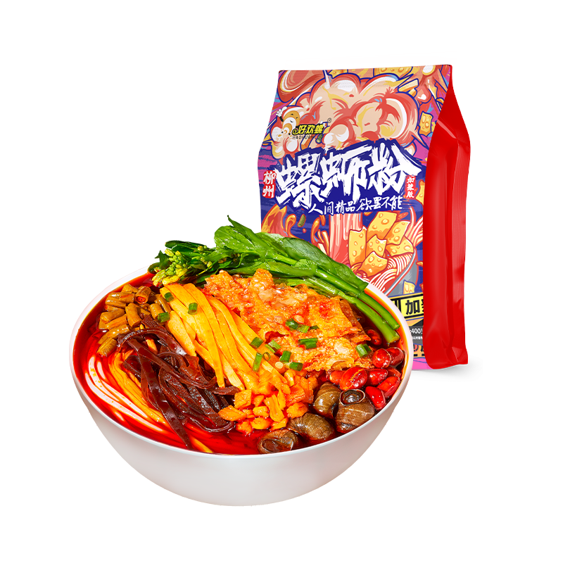 好欢螺（HAOHUANLUO）螺蛳粉（水煮型）广西柳州特产 方便速食米粉米线 加辣加臭版400g