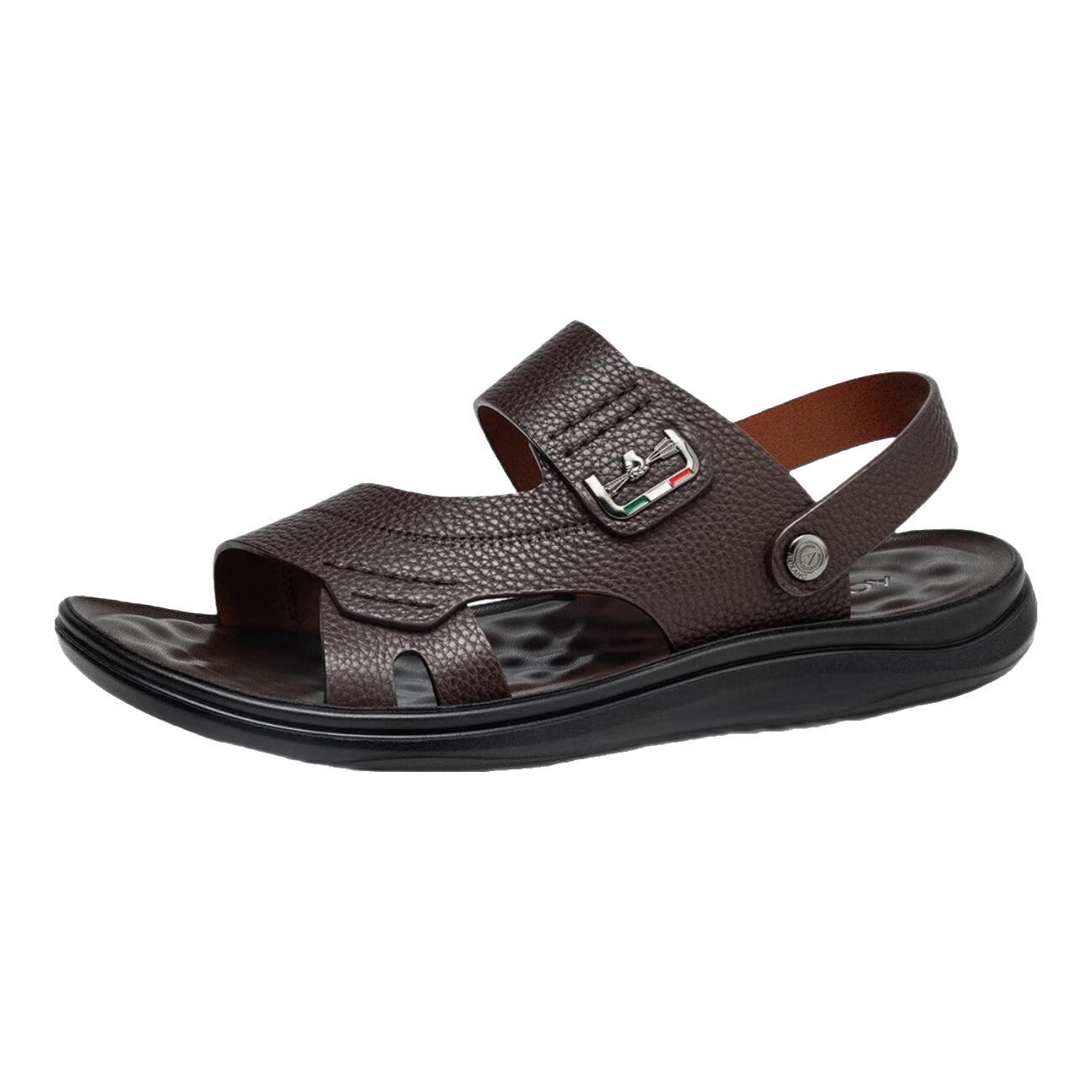 奧康官方?jīng)鲂?真皮舒適沙灘鞋子潮流涼拖鞋休閑兩用頭層牛皮男鞋 棕色1243721091 38 240mm