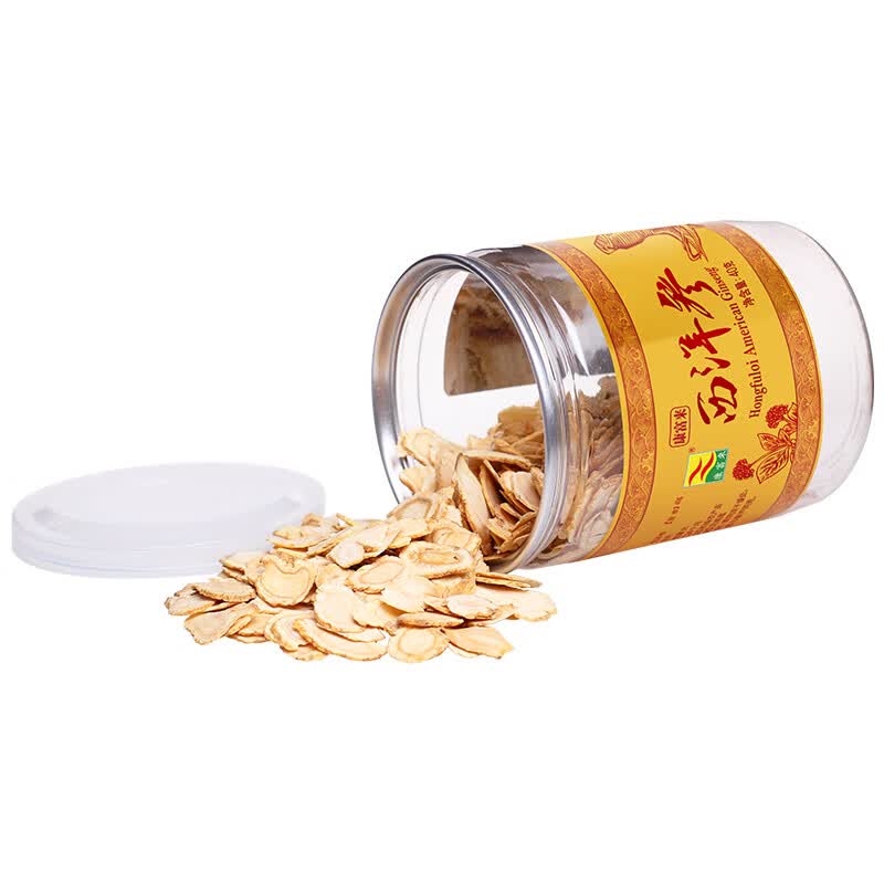 康富来西洋参片加拿大进口原料正宗花旗参切片泡水煲汤人参皂苷送礼佳品 4罐装【足龄老参3号圆片】