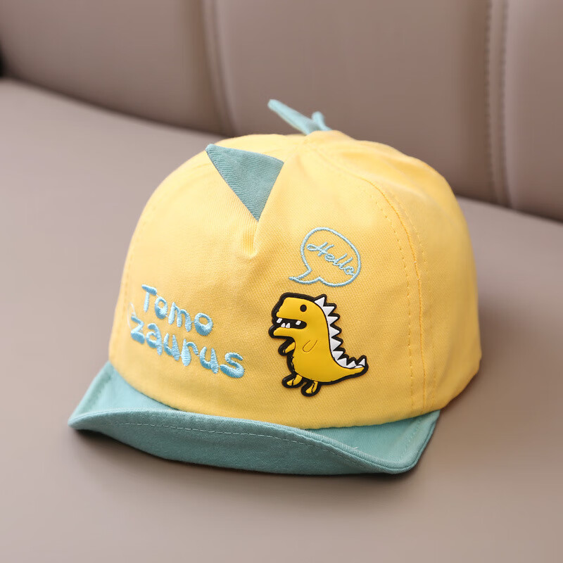 魅栖儿童帽子春夏季卡通棒球帽女童可爱帽子宝宝鸭舌遮阳帽子 黄色