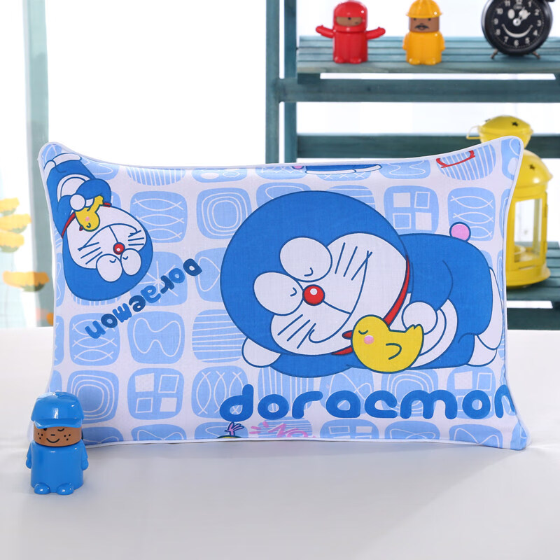 儿童枕头3-6岁纯棉儿童枕头枕芯带枕套决明子孩子午睡小号枕头的 叮当猫1只白-色芯+1只枕-套