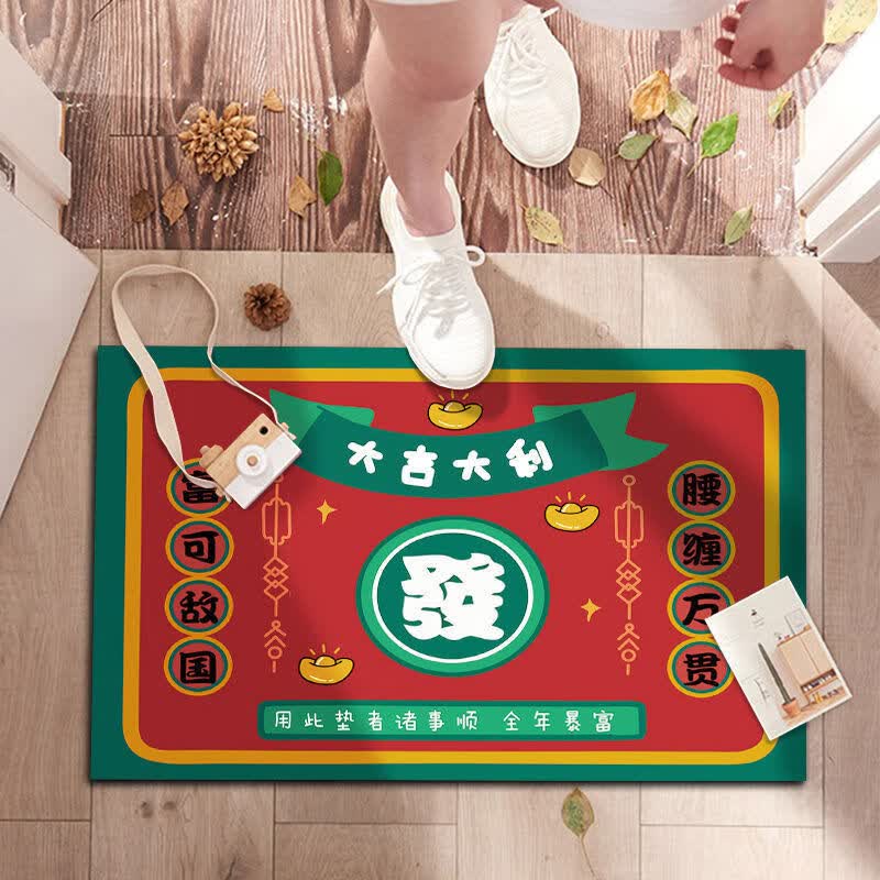 季象入户门地垫家用进门防滑垫子玄关门口脚垫免洗轻奢简约门垫可定制 Wellcome招财猫 50X80 cm