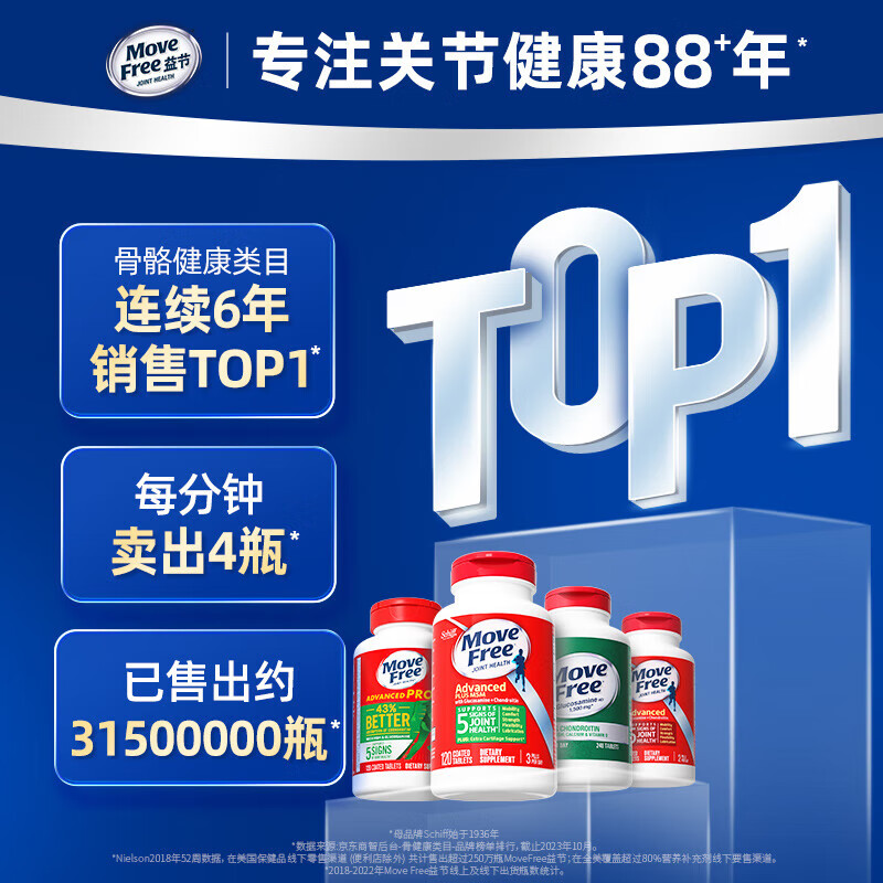 益节（Move Free）氨糖软骨素钙片 7合1维骨力氨糖女士 成人含多种维生素d镁锌 进口 【女士定制】养颜提色氨糖 120粒*1瓶