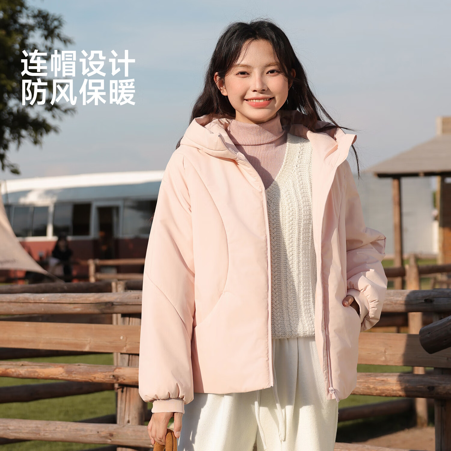 班尼路外套女装棉服女冬季新款防风保暖设计上衣服时尚潮流中长款棉衣11 黑#纯色 S