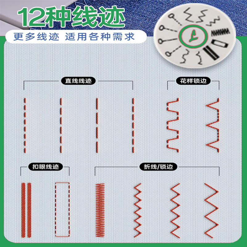 AOLAI家用缝纫机小型迷你电动吃厚台式多功能双线补衣服裁缝锁边机825H 825L豪华礼包+扩展台+13压脚