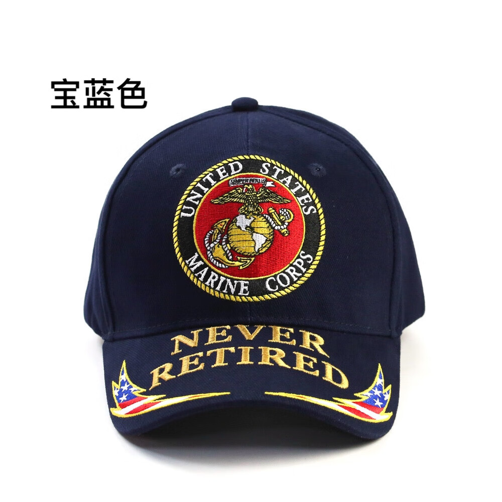 美国海军陆战队原单纯棉棒球帽现货帽子 宝蓝色