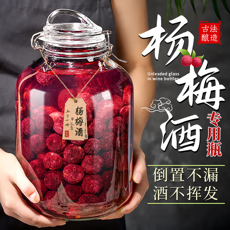 拓進(jìn)玻璃密封罐泡酒瓶容器楊梅青梅專用果酒瓶空瓶釀酒罐食品級泡酒罐 升級提手圓10斤*2+酒提*2