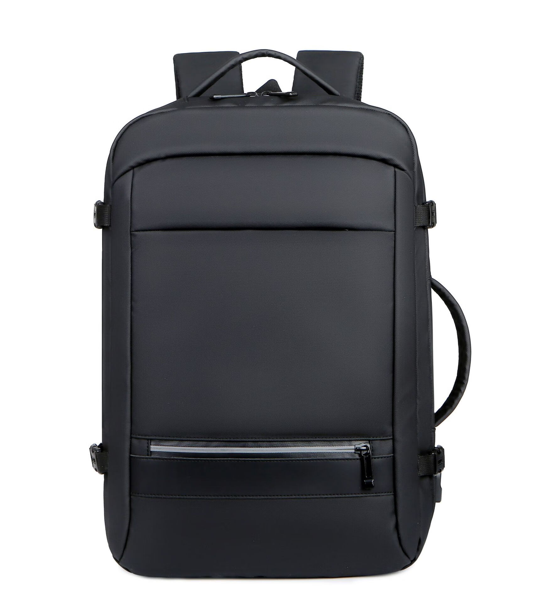 多功能反光跨境电脑背包商务旅行通勤两用充电防水双肩包 黑色 16寸