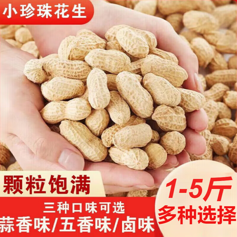 驼背熊精选小珍珠花生炒原味蒜香五香熟卤味带壳袋装花生 卤味花生