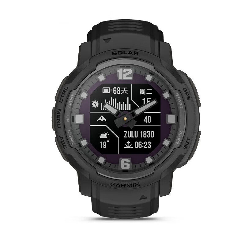 佳明（GARMIN）户外运动手表 本能跨界 Instinct Crossover指针式多功能智能手表 黑色 太阳能战术版