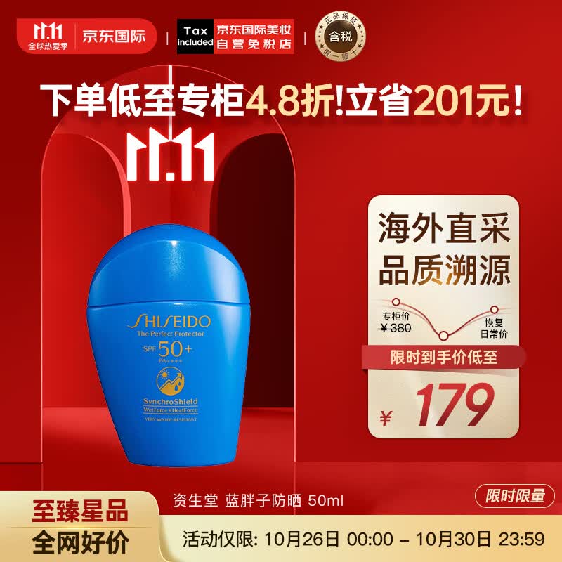 资生堂（SHISEIDO）新艳阳夏臻效水动力蓝胖子防晒乳霜50ml SPF50+/PA++++ 护肤礼物使用感如何?