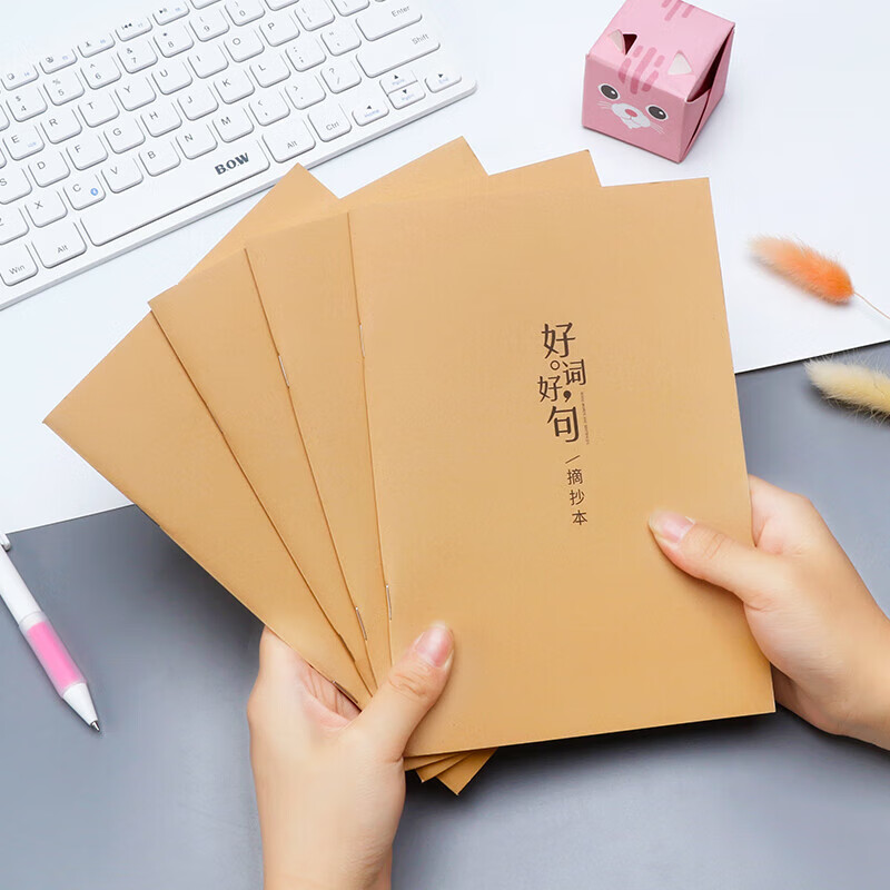 本读书笔记本词语积累摘抄摘写阅读摘记本日积 a5牛皮封面(2本)64页