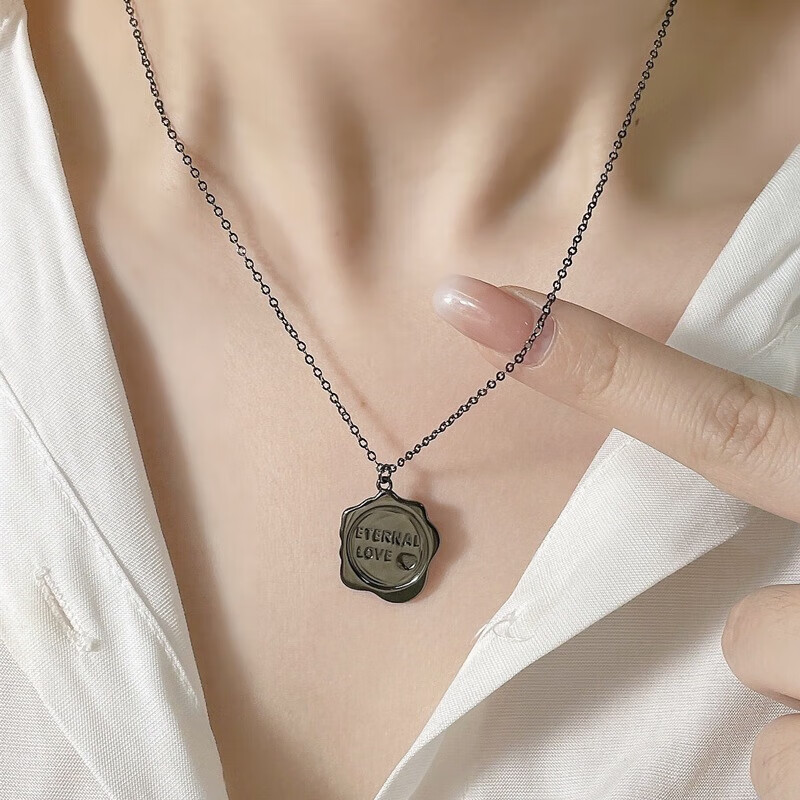 holiday纯银s925火漆印章情侣项链一对潮几何冷淡风锁骨链 男款 925银